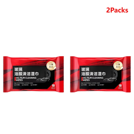 10Pcs Car Glass Oil Film Removal Wipes – Window & Windshield Cleaner