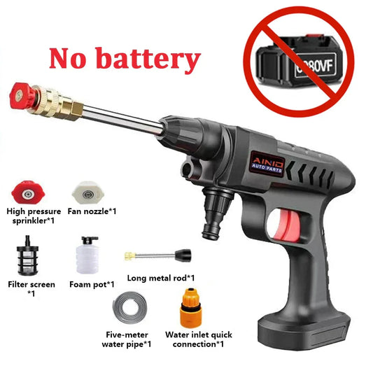 60BAR Wireless High Pressure Car Wash Water Gun – 300W Self-Priming Washer