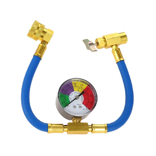 15.7" R134A A/C Refrigerant Charging Hose with Pressure Gauge – Car Air Conditioner Gas Refill Tool