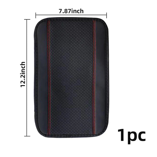 Car Armrest Cover Mat – Universal PU Leather Center Console Pad (Black)