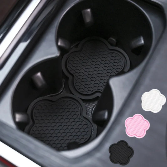 2PCS Car Cup Coaster – Flower Shaped Silicone Waterproof Non-Slip Spill-Proof Saucer